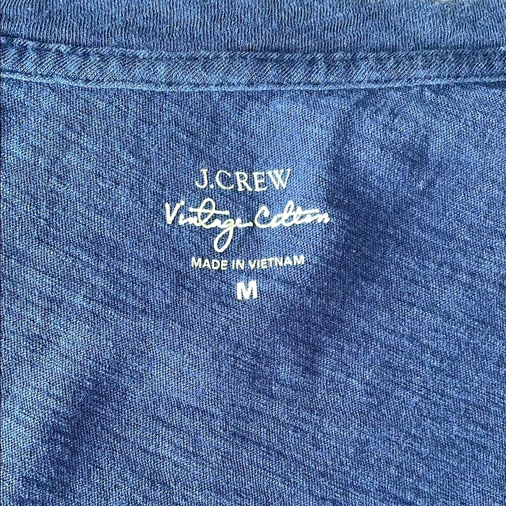 J. Crew V Neck Vintage Cotton Tee, Navy, Size Medium - Picture 5 of 5